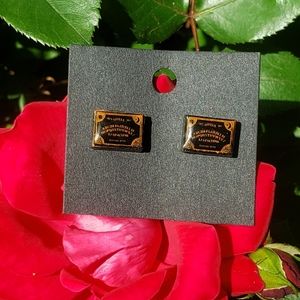 Mini Ouija Board Earrings/ Stainless Steel posts/ Resin Jewelry/ Orange